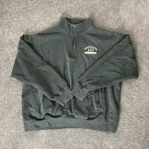 Gray Minnesota Quarter Zip Sweatshirt Collared Embroidered Pocket Up North Cabin